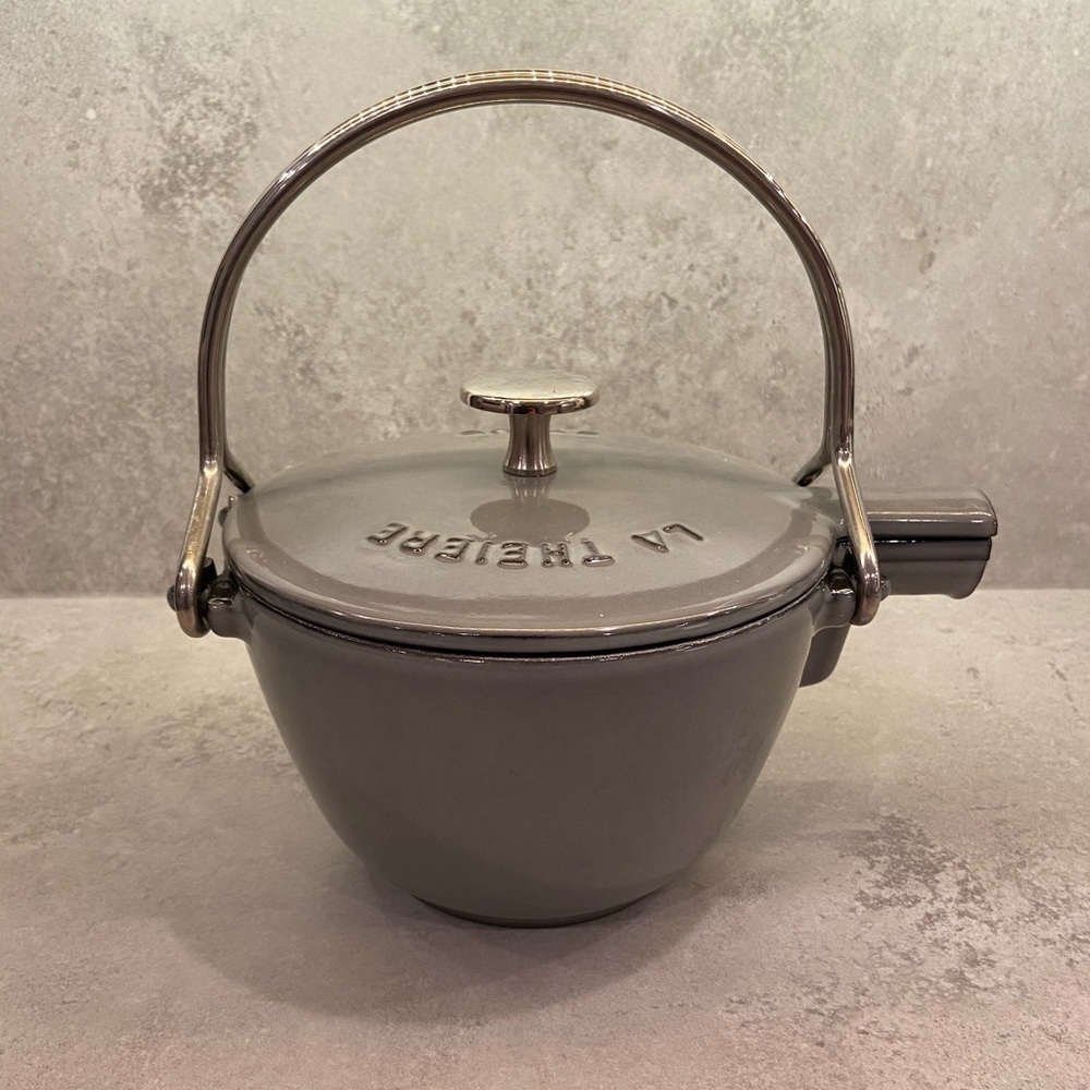 Grey Staub Enameled Cast Iron Tea Kettle